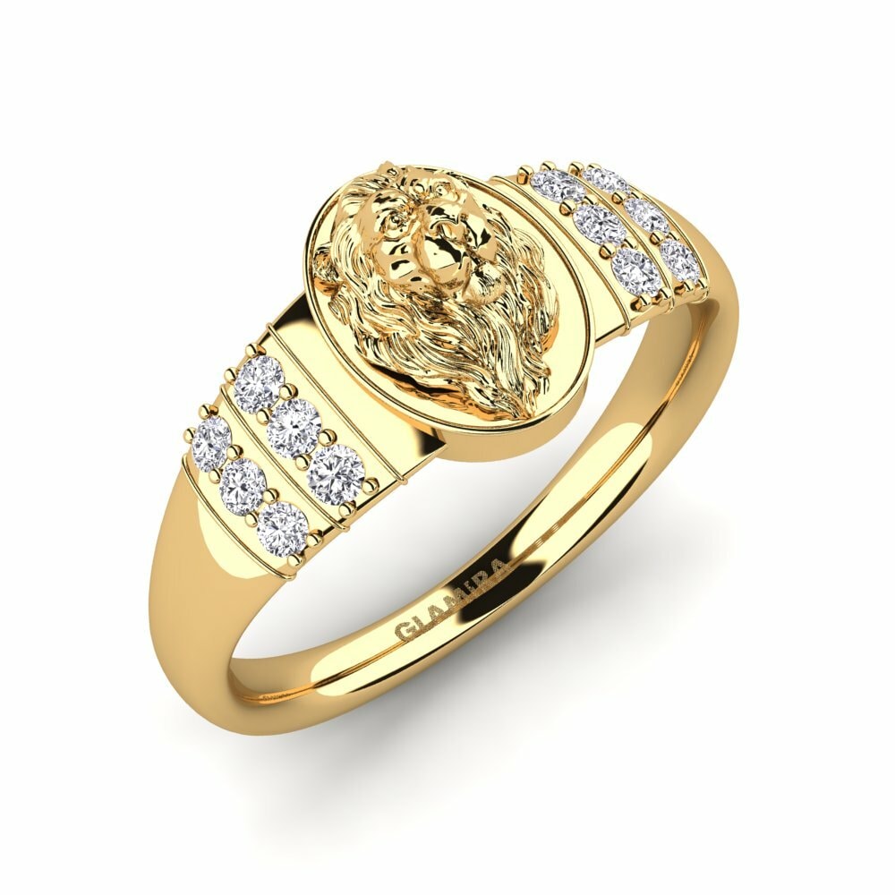 Diamond 18K Yellow Gold Men's Ring Leone