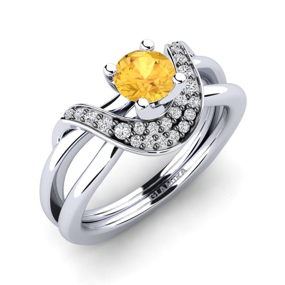 Round Citrine Engagement Ring Lesia 0.5 crt