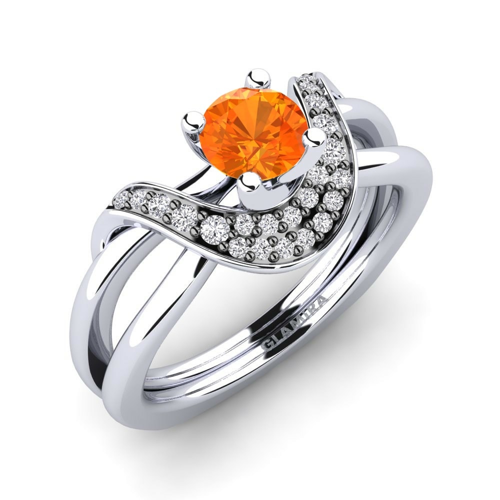 橙色蓝宝石 订婚戒指 Lesia 0.5 crt