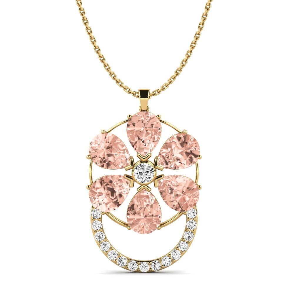 18k Oro Amarillo Morganita Colgante de Mujer Lesman