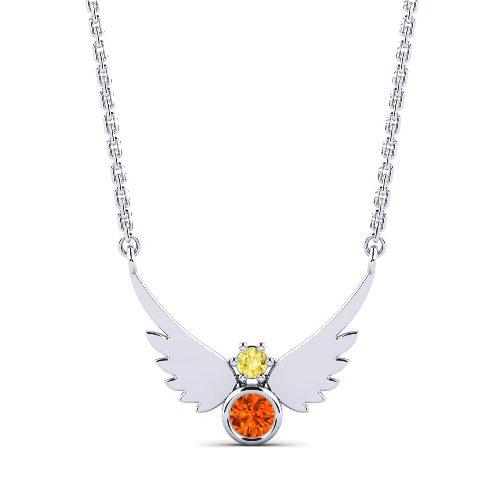 Orangefarbener Saphir Damen halskette Leta
