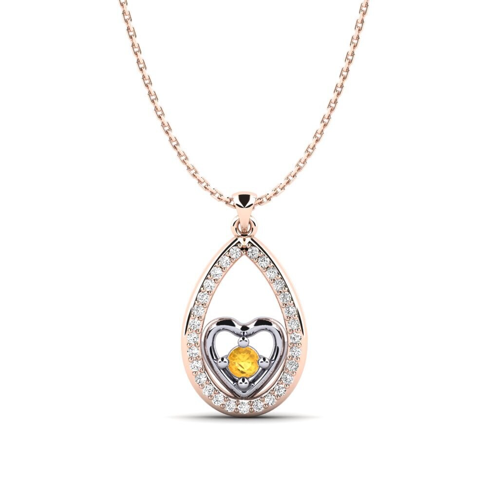 18k Oro Rosa & Blanco Citrino Colgante de Mujer Leticia