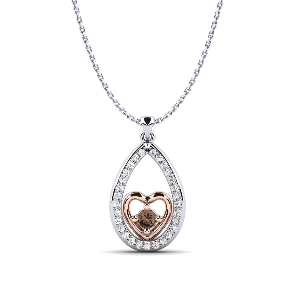 14k White & Rose Gold Smoky Quartz Women's Pendant Leticia