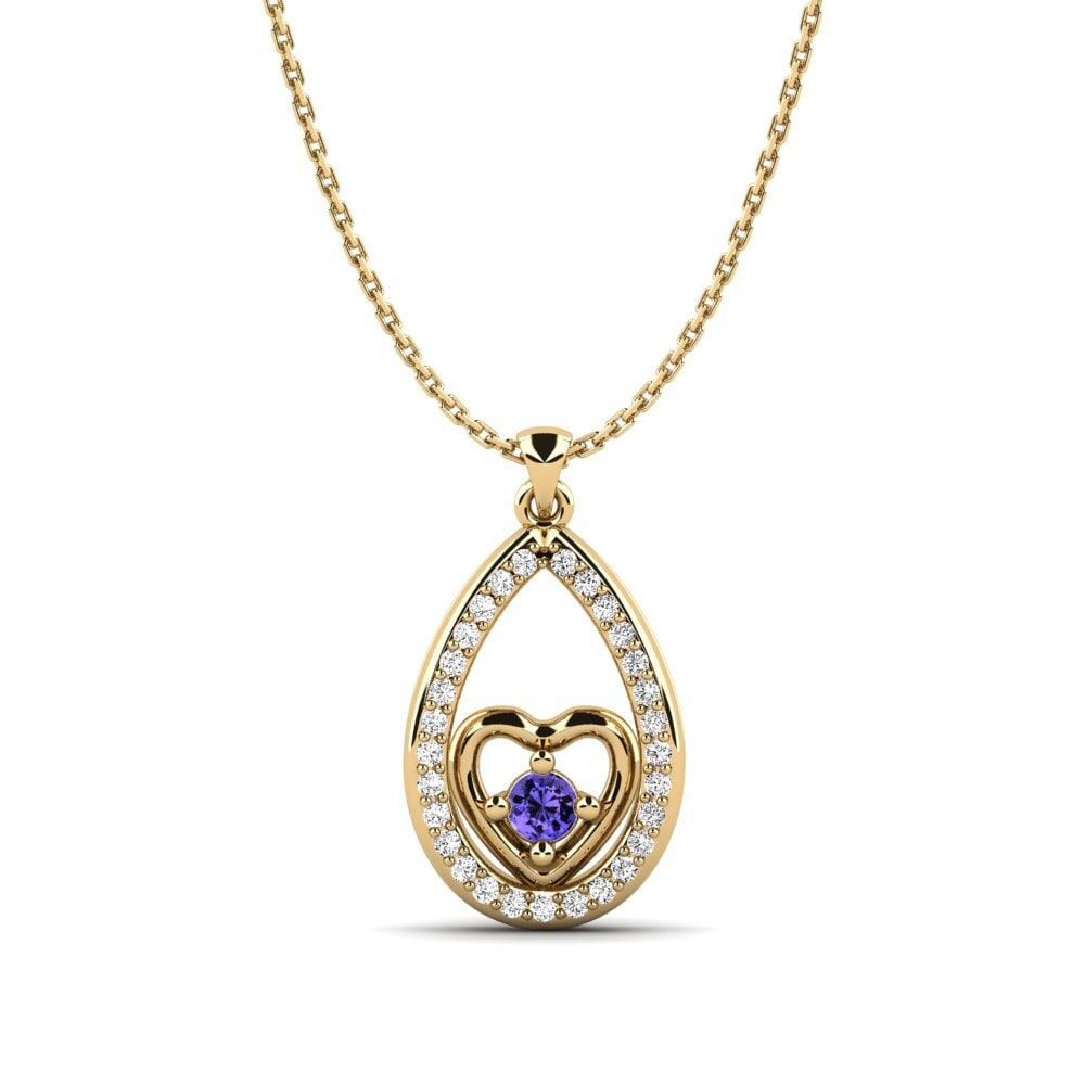 Gelbgold 585 Tansanit Damen anhänger Leticia