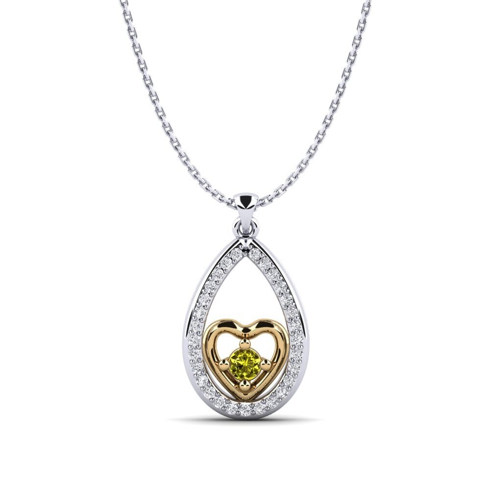 Vàng Trắng-Vàng 18K Kim Cương Vàng Mặt dây chuyền nữ Leticia