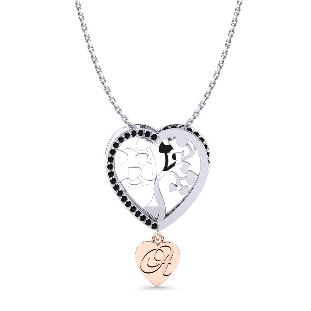 14k Oro Blanco & Rosa Zafiro negro Colgante de Mujer Letty