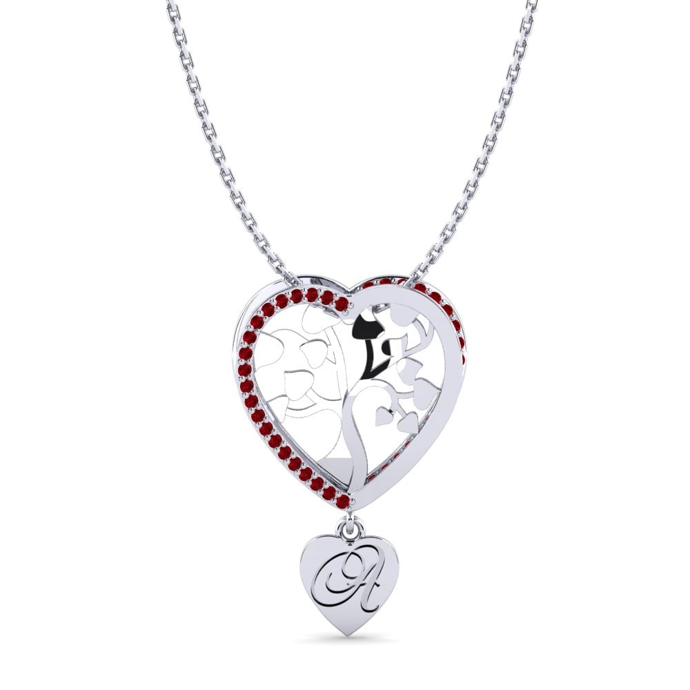 950 Platin Roter Zirkonia Damen anhänger Letty