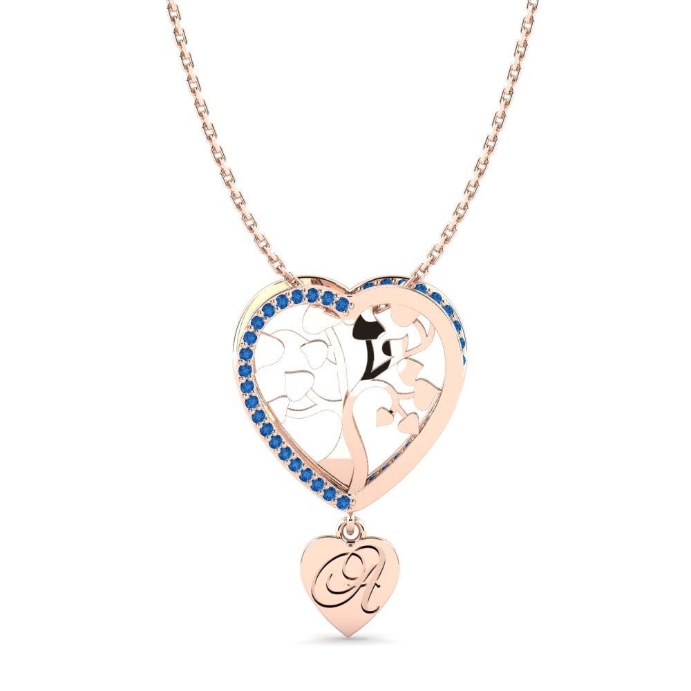 Rotgold 585 Dunkelblauer Zirkonia Damen anhänger Letty