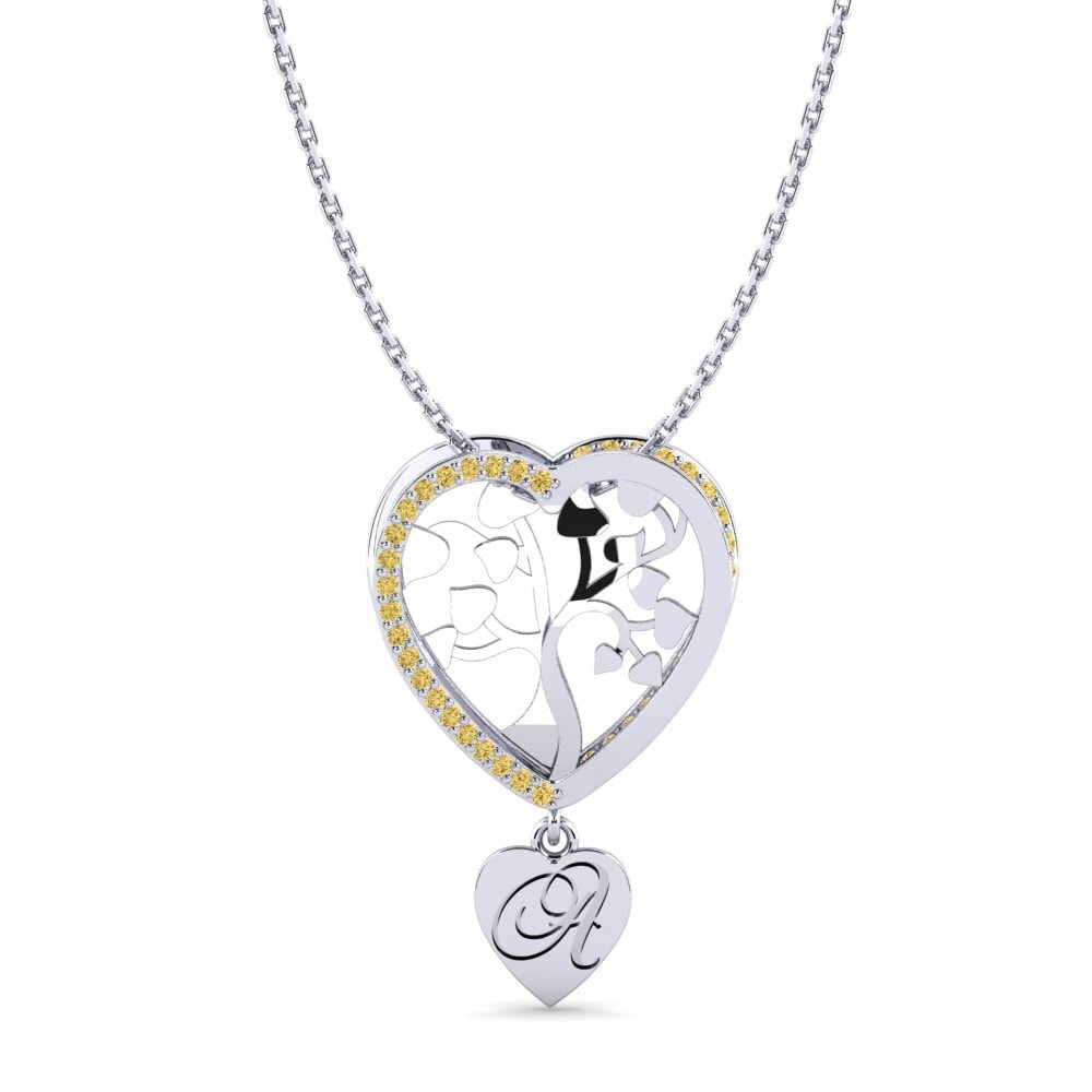 950 Palladium Gelber Diamant Damen anhänger Letty