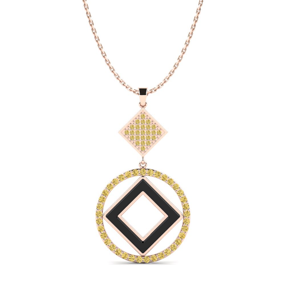 9ct Rose Gold Yellow Diamond Women's Pendant Leveque