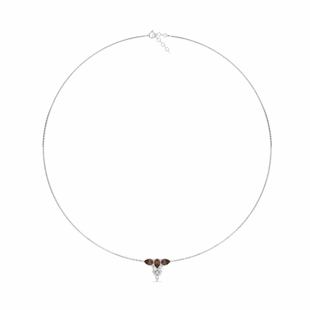 Collar de Mujer Levitha 14k Oro Blanco Cuarzo humo Fusión 0.99 Quilates Pera