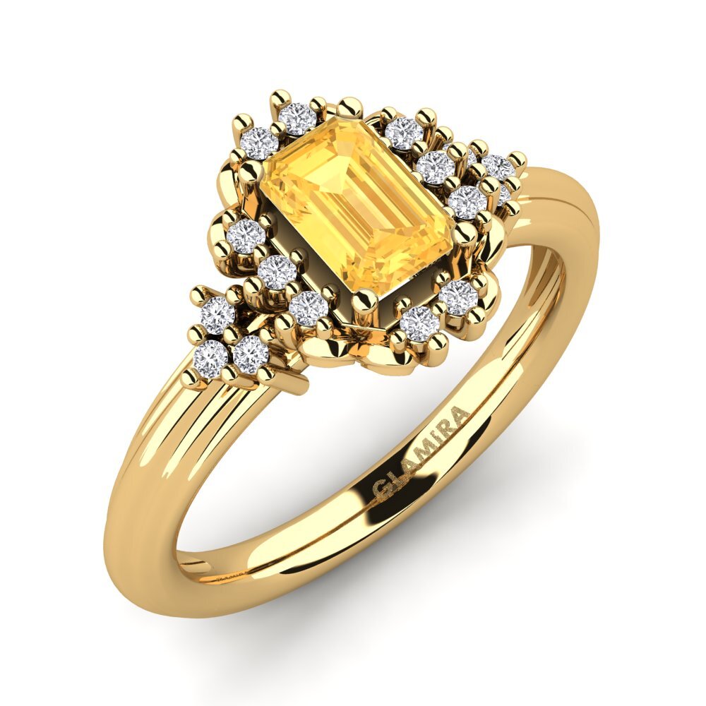 Emerald Cut Citrine Engagement Ring Obtuse