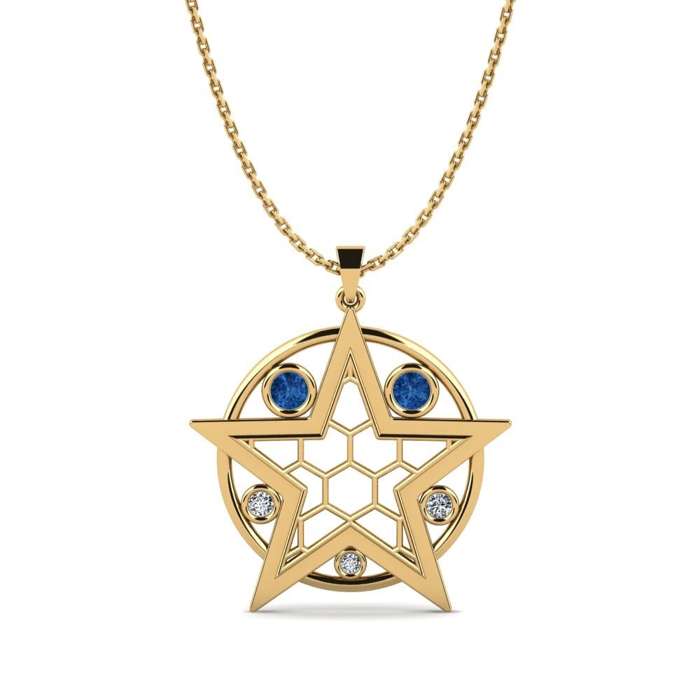 Zircônia azul escuro Pingente Feminino Leyas