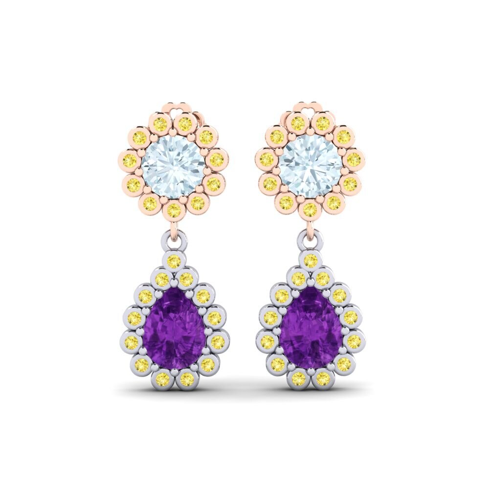 14ct White & Rose Gold Aquamarine SYLVIE Earring Libben