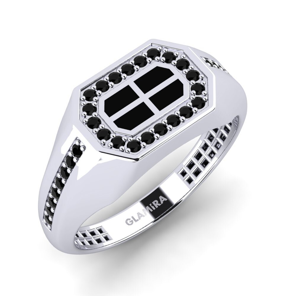 Zafiro negro Anillo de dedo meñique para hombre Licgest