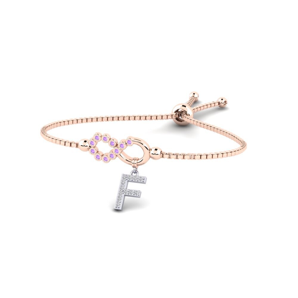 18ct Rose & White Gold Amethyst Women's Bracelet Lienax - F
