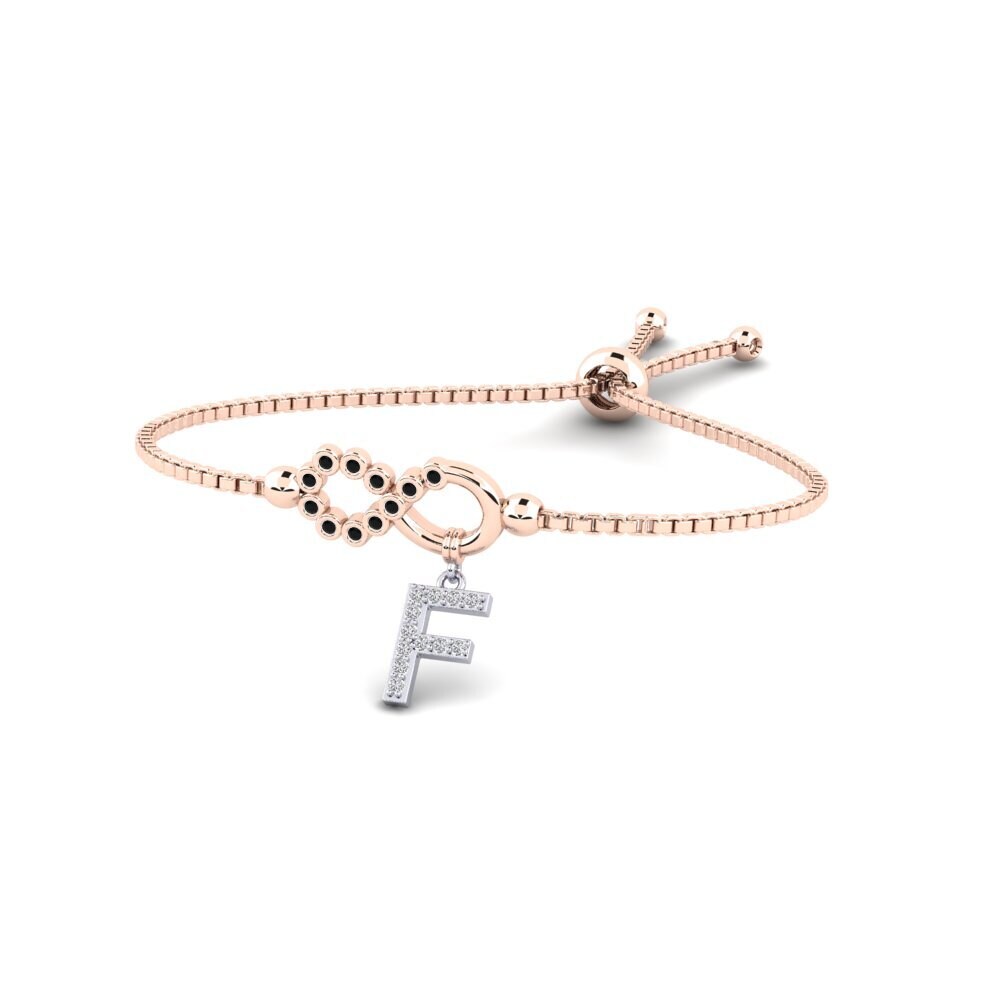 9ct Rose & White Gold Black Onyx Women's Bracelet Lienax - F