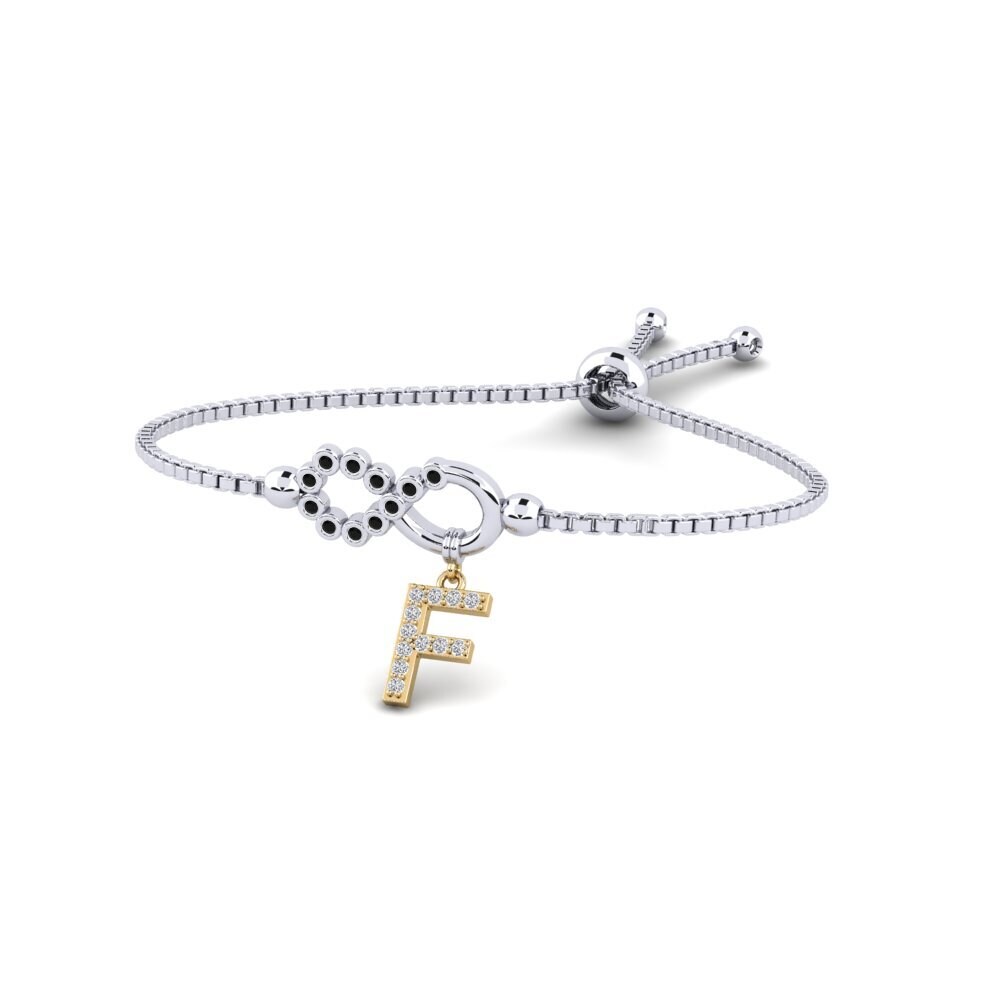 9ct White & Yellow Gold Black Onyx Women's Bracelet Lienax - F