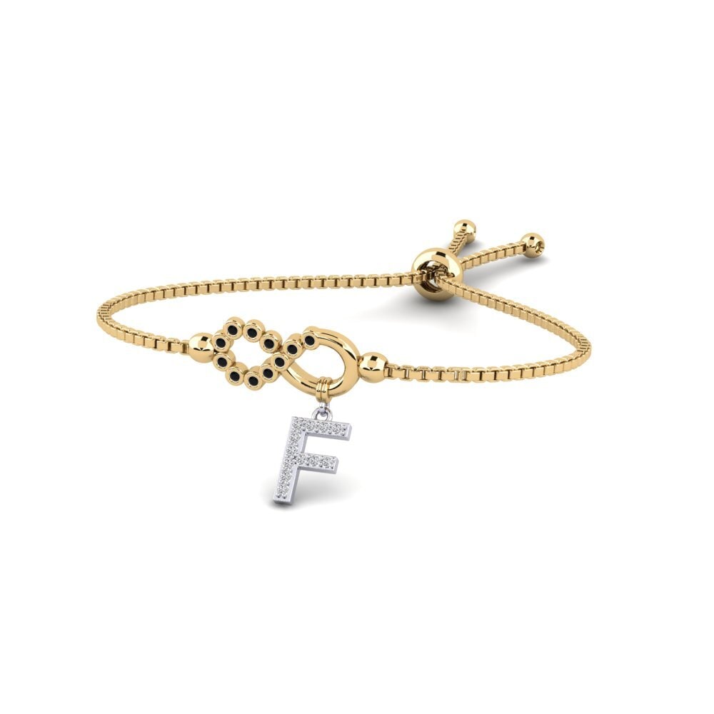 9ct Yellow & White Gold Black Onyx Women's Bracelet Lienax - F
