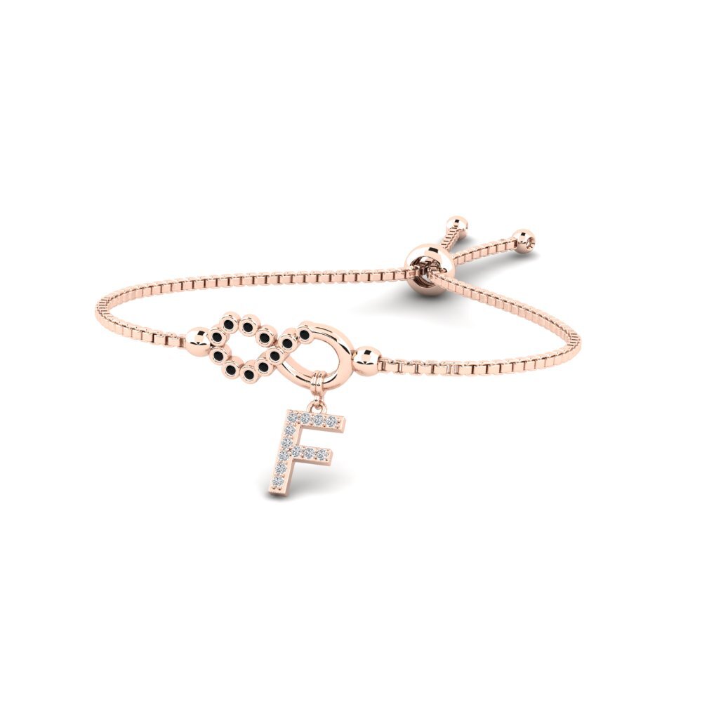 14ct Rose Gold Black Sapphire Women's Bracelet Lienax - F