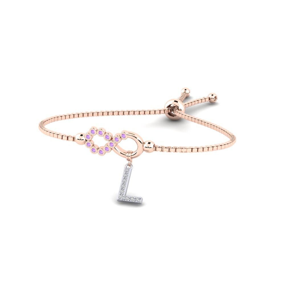 18ct Rose & White Gold Amethyst Women's Bracelet Lienax - L