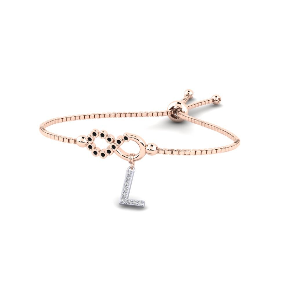 9ct Rose & White Gold Black Onyx Women's Bracelet Lienax - L