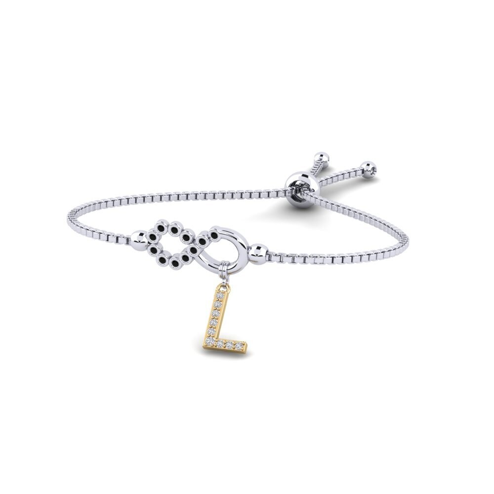 9ct White & Yellow Gold Black Onyx Women's Bracelet Lienax - L
