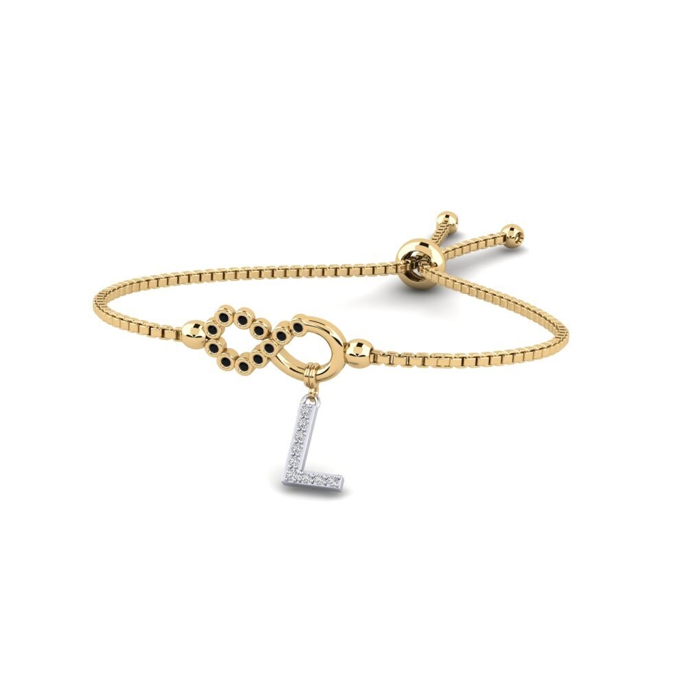 9ct Yellow & White Gold Black Onyx Women's Bracelet Lienax - L