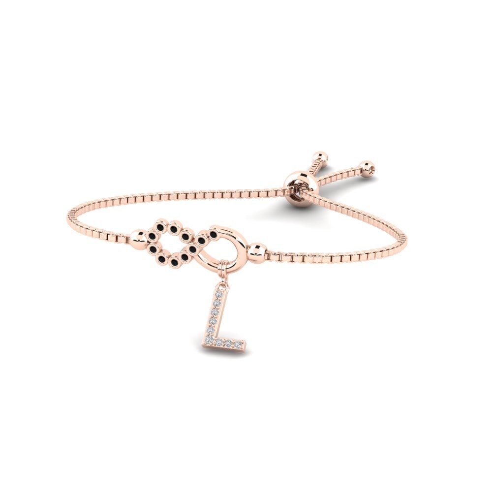 14ct Rose Gold Black Sapphire Women's Bracelet Lienax - L