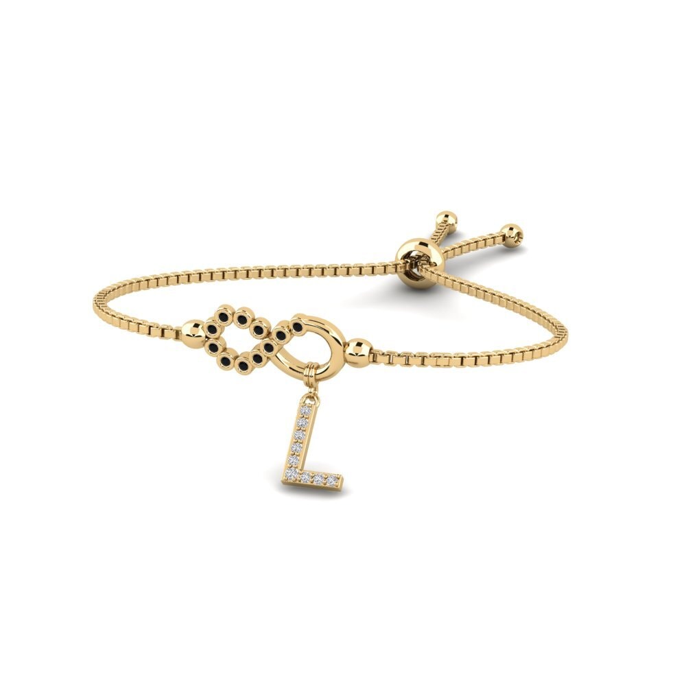 14ct Yellow Gold Black Sapphire Women's Bracelet Lienax - L