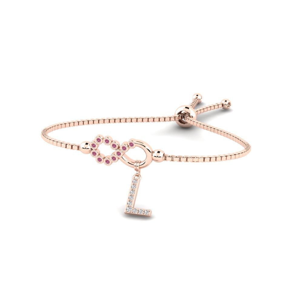 14ct Rose Gold Rhodolite Garnet Women's Bracelet Lienax - L