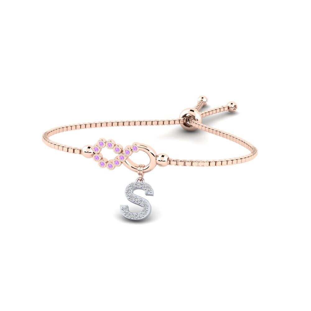 18ct Rose & White Gold Amethyst Women's Bracelet Lienax - S