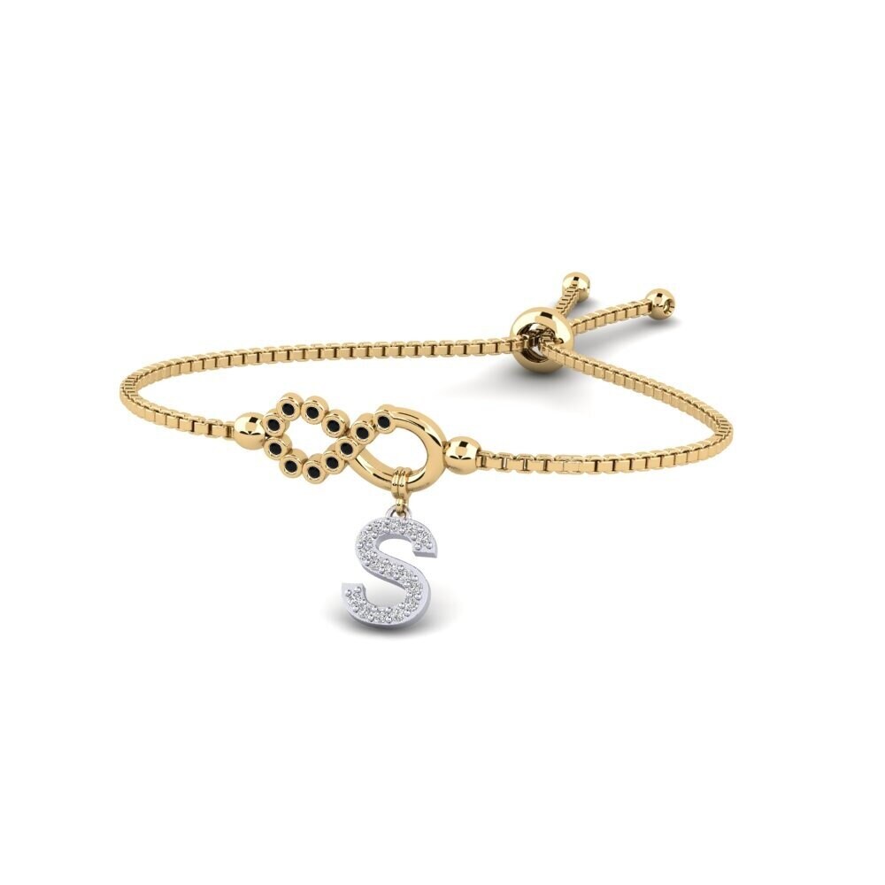 9ct Yellow & White Gold Black Onyx Women's Bracelet Lienax - S