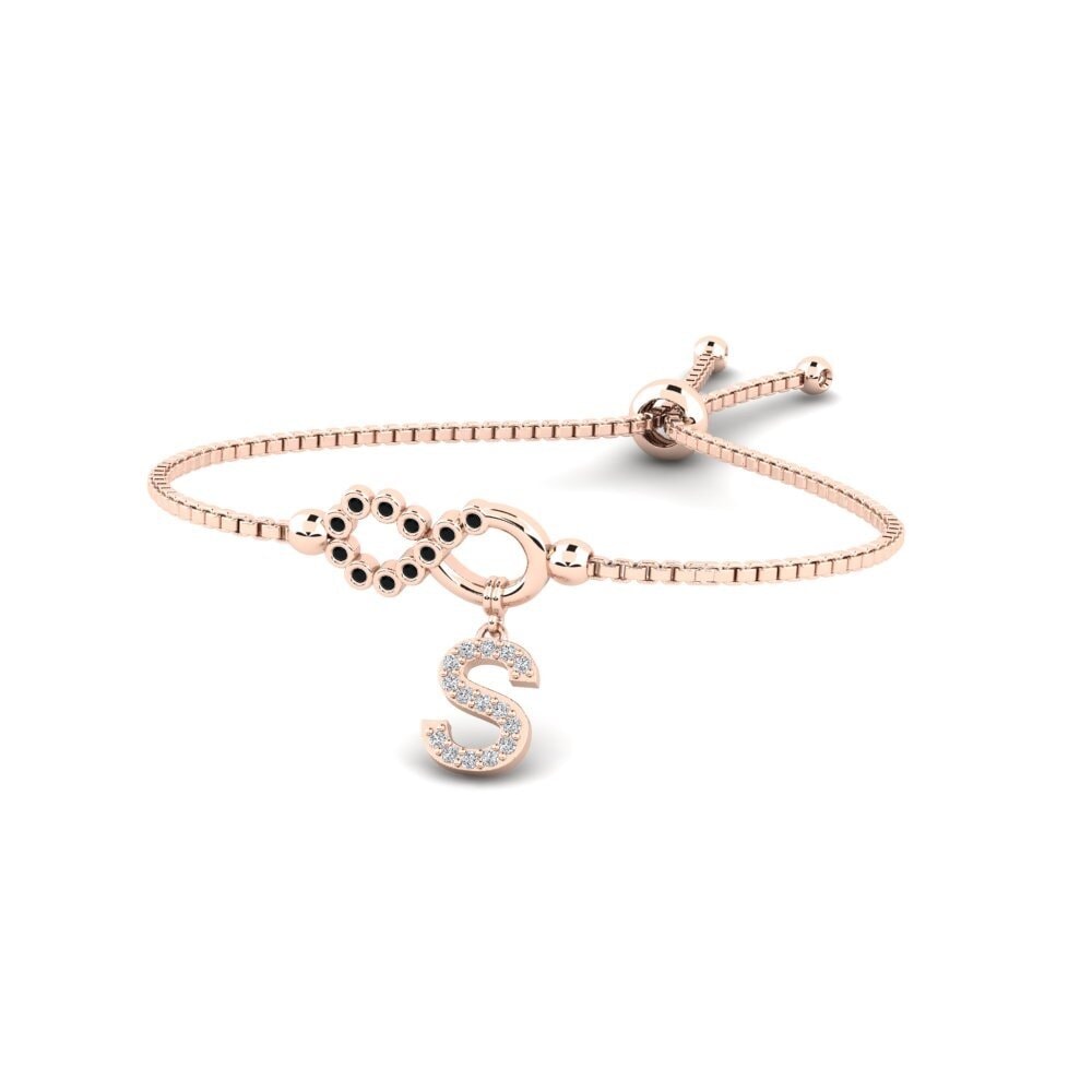 14ct Rose Gold Black Sapphire Women's Bracelet Lienax - S