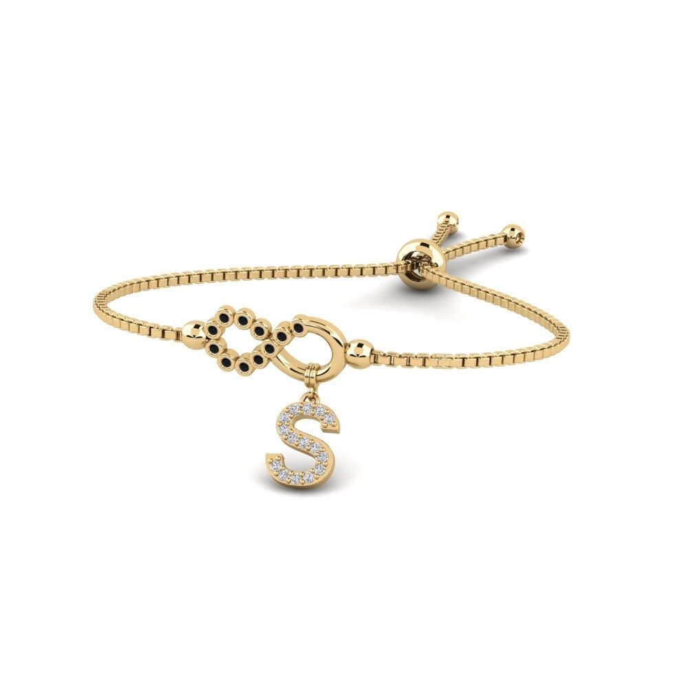 14ct Yellow Gold Black Sapphire Women's Bracelet Lienax - S