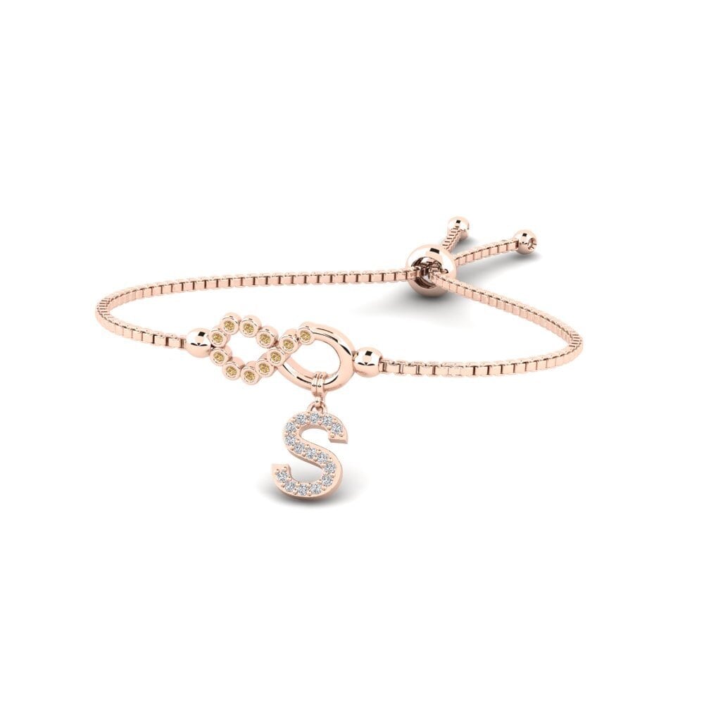 14ct Rose Gold Brown Diamond Women's Bracelet Lienax - S