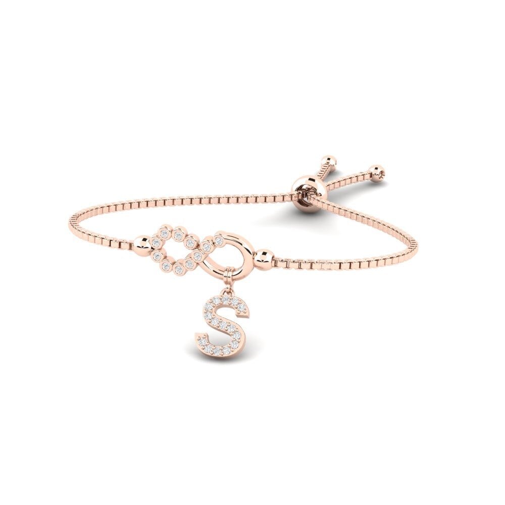 14ct Rose Gold White sapphire Women's Bracelet Lienax - S