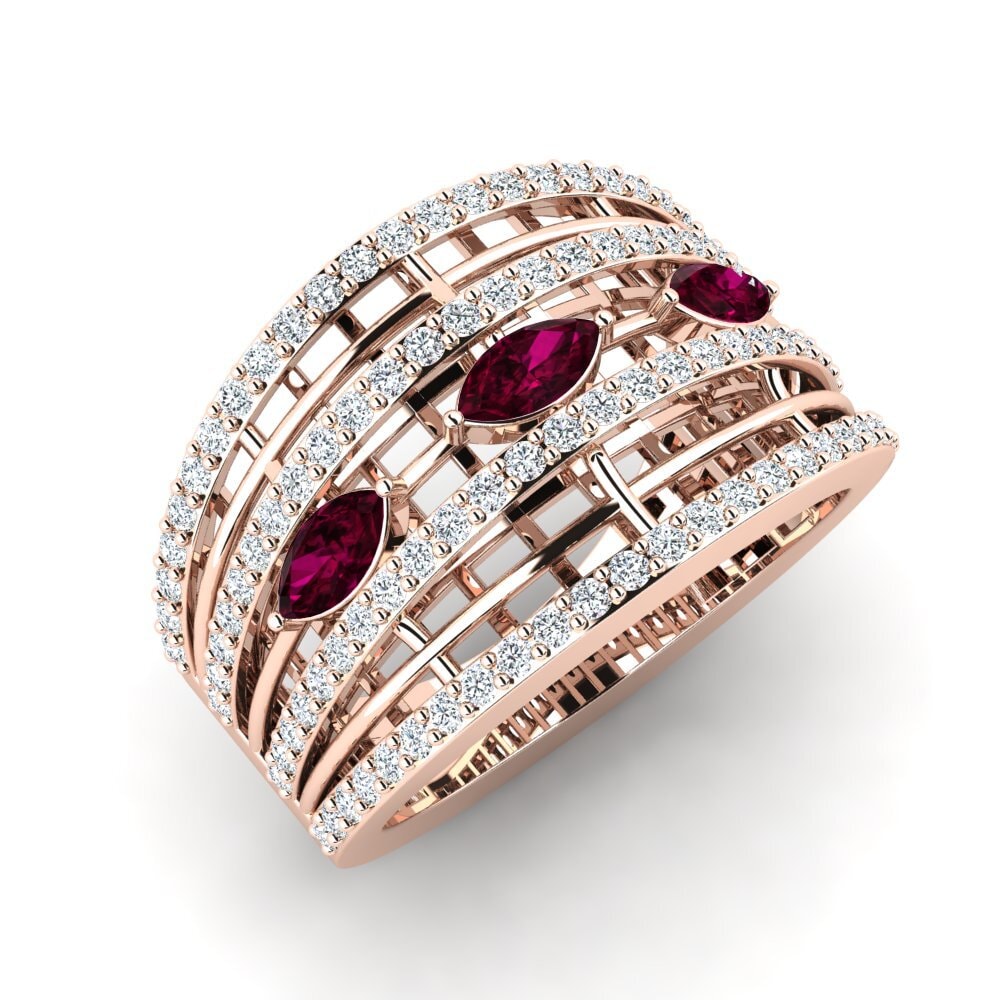 Or rose 14k Grenat de Rhodolite Bague Liettin