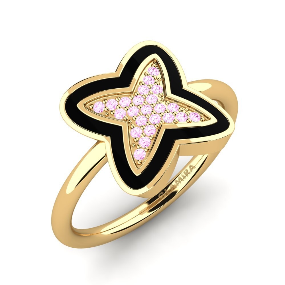 Or Jaune 14k Saphir Rose Bague Lieu