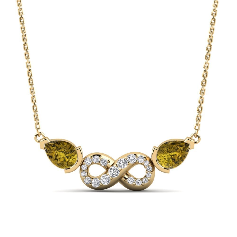 18ct Yellow Gold Brown Zircon Women's Necklace Lifetime