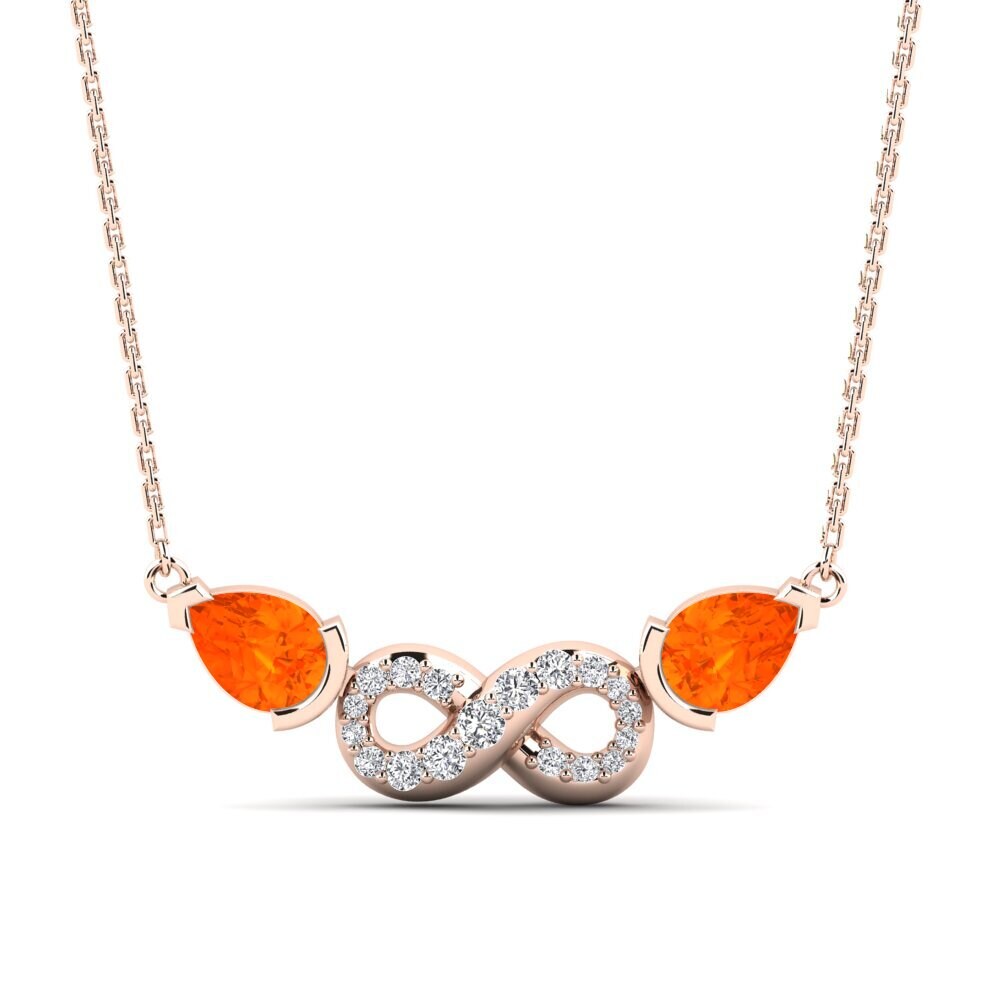 9ct Rose Gold Fire Opal Women's Necklace Lifetime