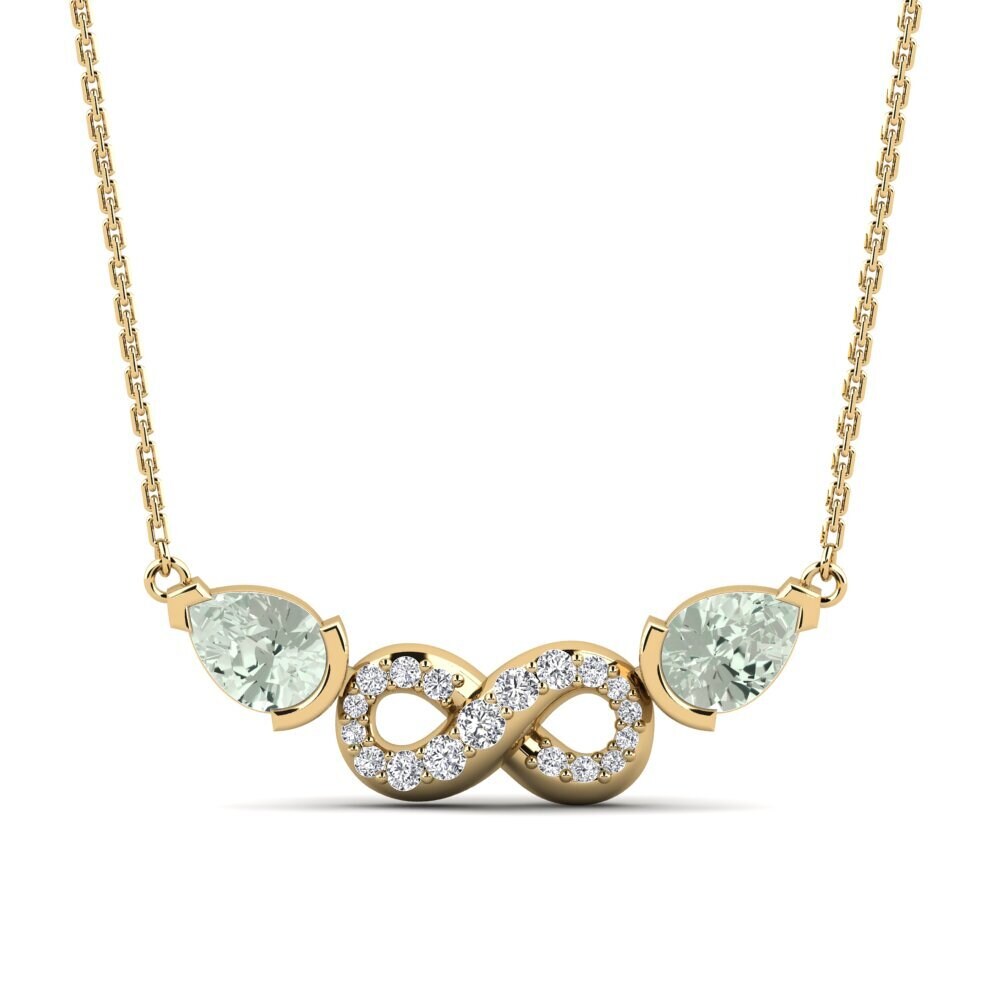 18ct Yellow Gold Green Amethyst Women's Necklace Lifetime