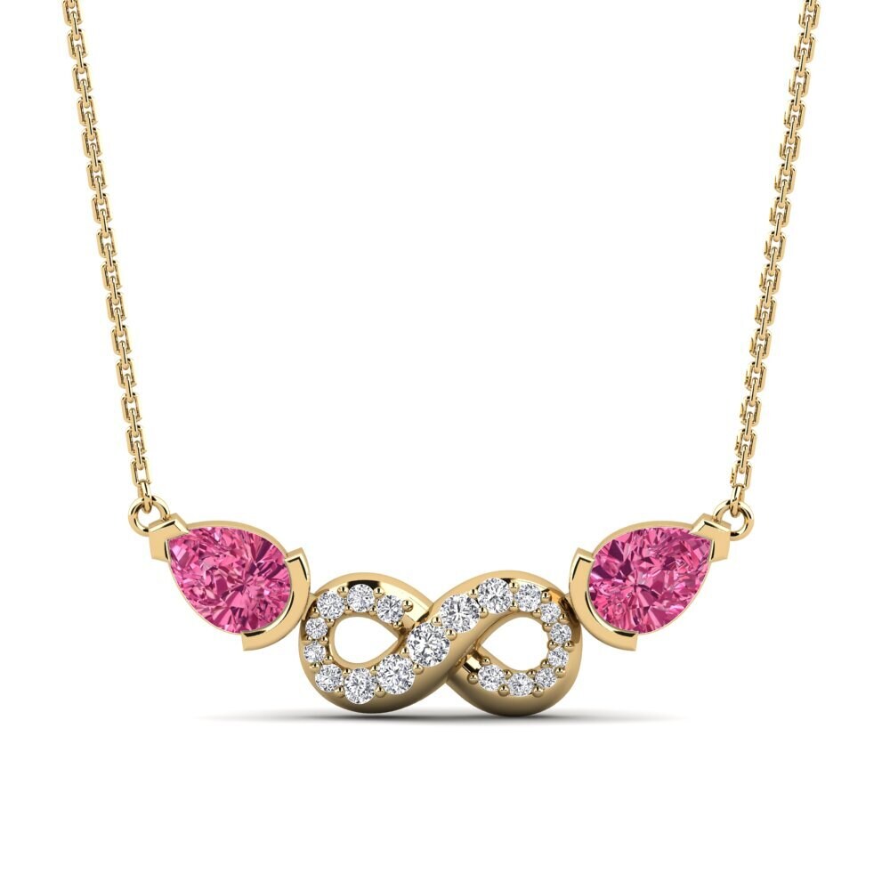 18ct Yellow Gold Pink Tourmaline Women's Necklace Lifetime