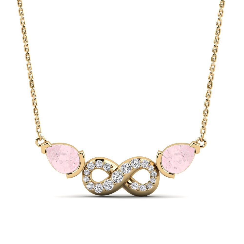 18ct Yellow Gold Rose Quartz Women's Necklace Lifetime