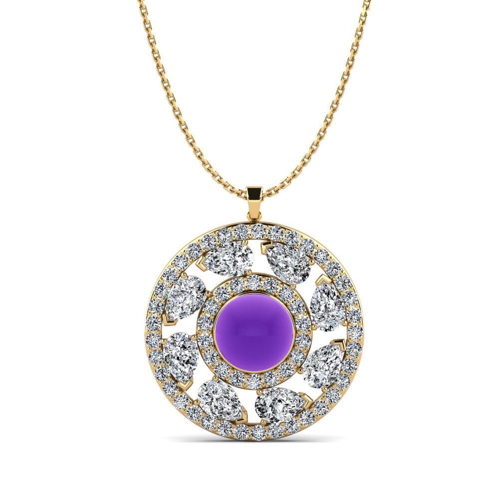 9k Oro Amarillo Amatista Cabujón Colgante de Mujer Lilacia