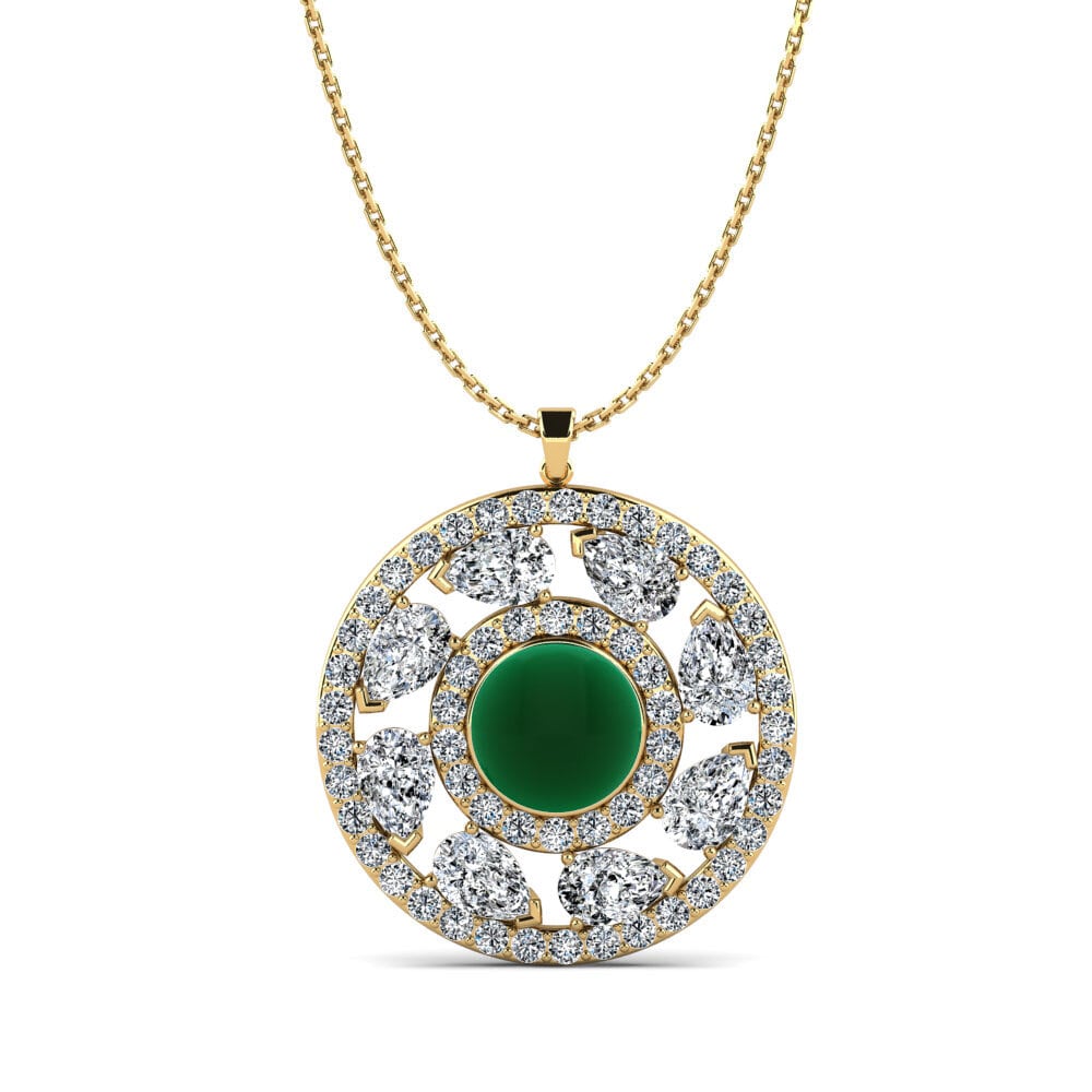 9k Oro Amarillo Esmeralda Cabujón Colgante de Mujer Lilacia
