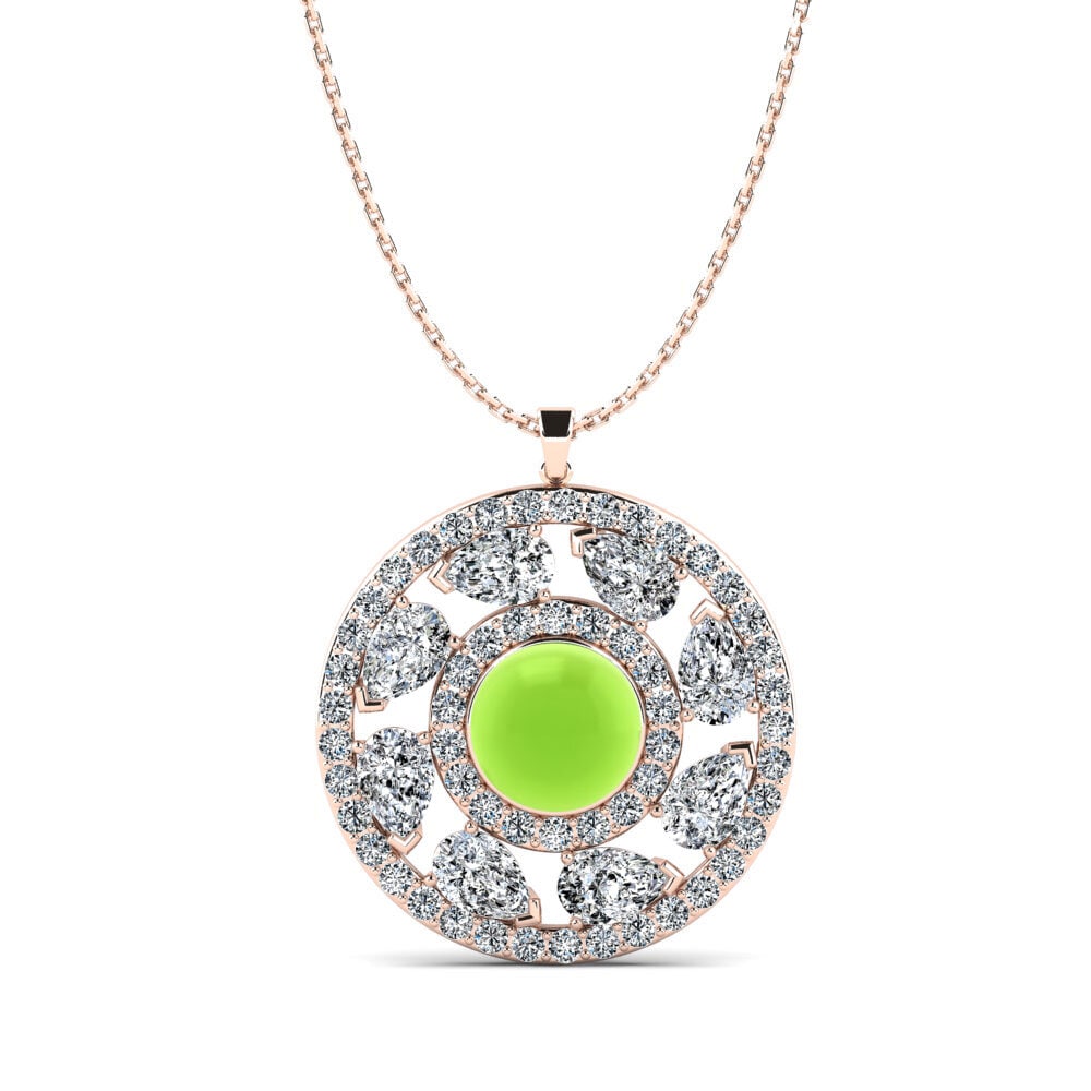 14k Oro Rosa Peridoto Cabujón Colgante de Mujer Lilacia