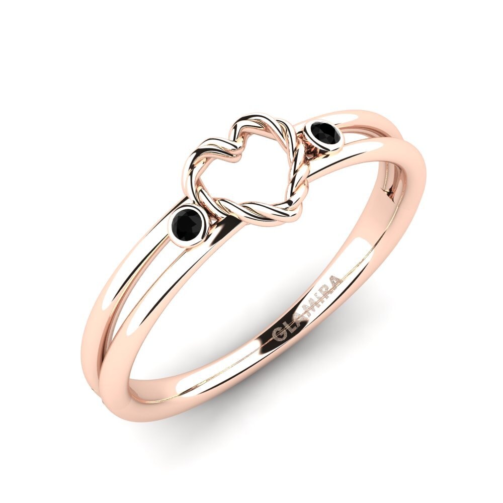 Oro Rosso 375 Onice Nero Anello Lilia