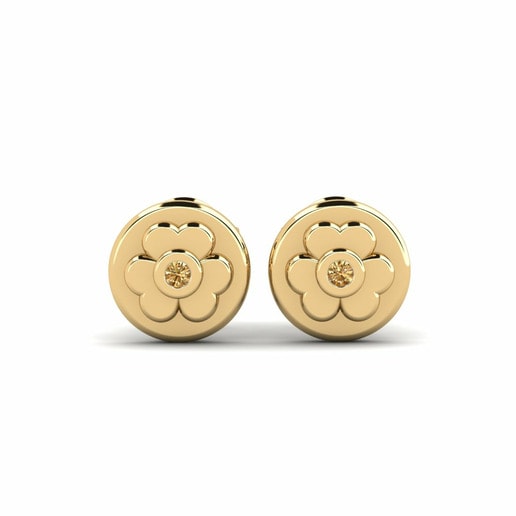 Kids Earring Lilled 585 Yellow Gold & Brown Diamond