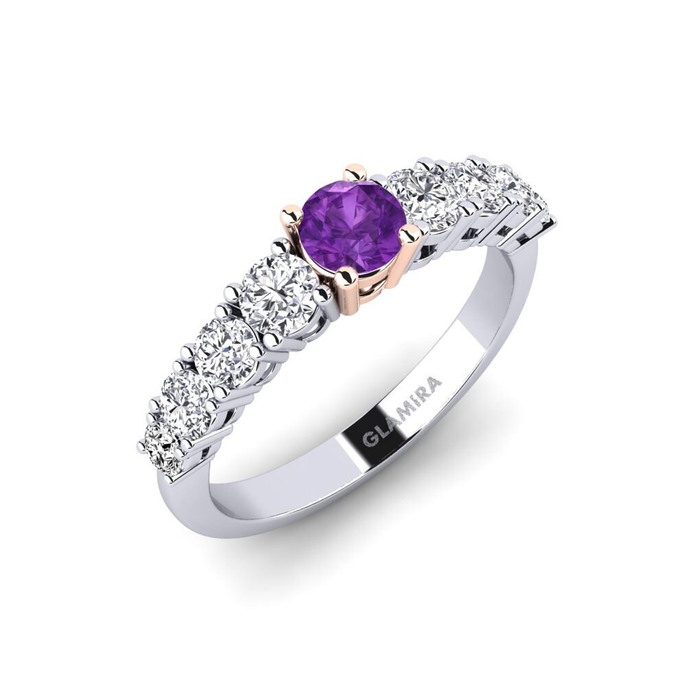 18ct White & Rose Gold Amethyst Engagement Ring Lilyanna